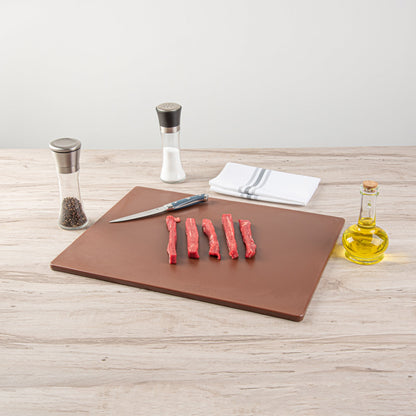 Chef 101 Brown Plastic Cutting Board - 20" x 15" - 10 count box
