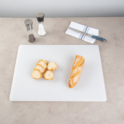 Chef 101 White Plastic Cutting Board - 24" x 18" x 1/2" - 1 count box
