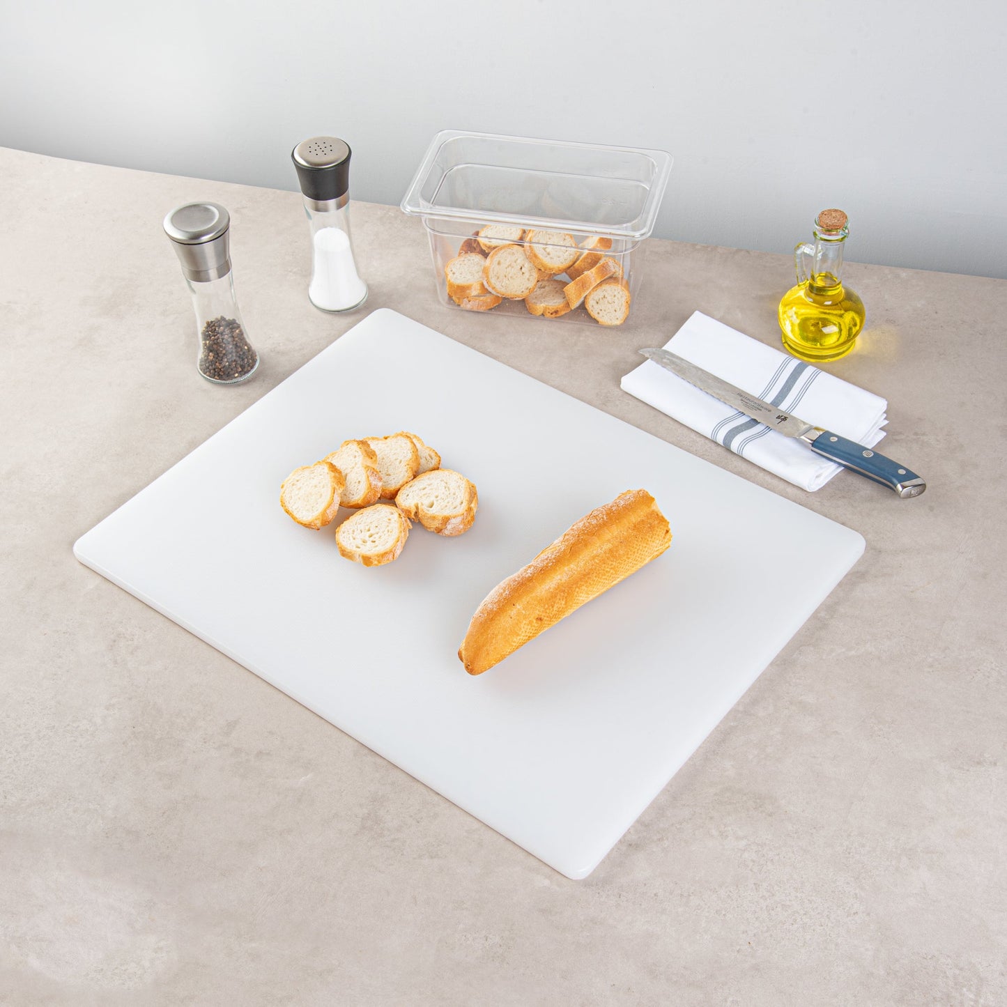 Chef 101 White Plastic Cutting Board - 24" x 18" x 1/2" - 1 count box