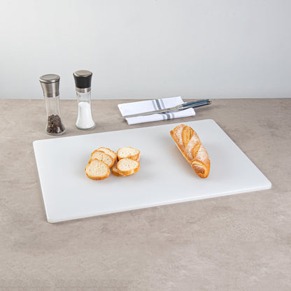 Chef 101 White Plastic Cutting Board - 24" x 18" x 1/2" - 10 count box