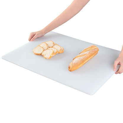 Chef 101 White Plastic Cutting Board - 24" x 18" x 1/2" - 10 count box