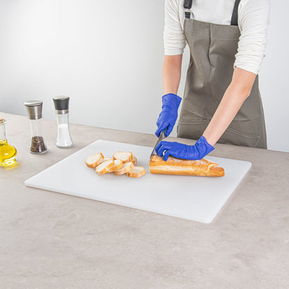 Chef 101 White Plastic Cutting Board - 24" x 18" x 1/2" - 10 count box