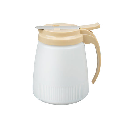 Chef 101 32 oz Beige Plastic All Purpose / Syrup Dispenser - 5 1/2" x 4 1/2" x 5 3/4" - 1 count box