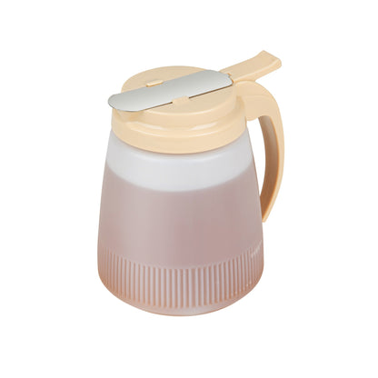 Chef 101 32 oz Beige Plastic All Purpose / Syrup Dispenser - 5 1/2" x 4 1/2" x 5 3/4" - 1 count box
