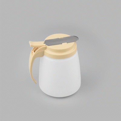 Chef 101 32 oz Beige Plastic All Purpose / Syrup Dispenser - 5 1/2" x 4 1/2" x 5 3/4" - 1 count box