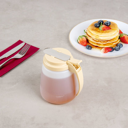 Chef 101 32 oz Beige Plastic All Purpose / Syrup Dispenser - 5 1/2" x 4 1/2" x 5 3/4" - 1 count box
