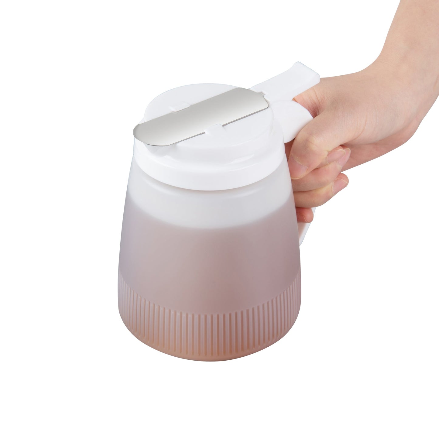 Chef 101 32 oz White Plastic All Purpose / Syrup Dispenser - 5 1/2" x 4 1/2" x 5 3/4" - 1 count box
