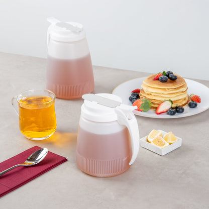 Chef 101 32 oz White Plastic All Purpose / Syrup Dispenser - 5 1/2" x 4 1/2" x 5 3/4" - 1 count box