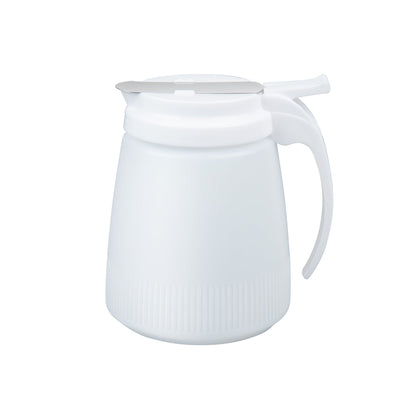 Chef 101 32 oz White Plastic All Purpose / Syrup Dispenser - 5 1/2" x 4 1/2" x 5 3/4" - 10 count box