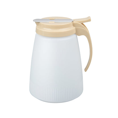 Chef 101 48 oz Beige Plastic All Purpose / Syrup Dispenser - 5 3/4" x 5" x 6 3/4" - 1 count box