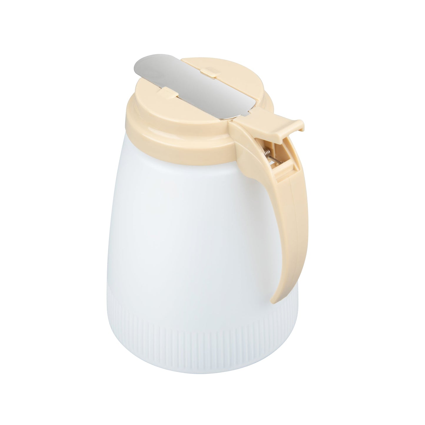 Chef 101 48 oz Beige Plastic All Purpose / Syrup Dispenser - 5 3/4" x 5" x 6 3/4" - 1 count box