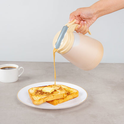 Chef 101 48 oz Beige Plastic All Purpose / Syrup Dispenser - 5 3/4" x 5" x 6 3/4" - 1 count box