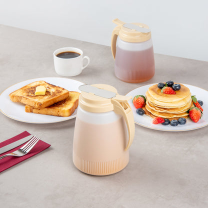 Chef 101 48 oz Beige Plastic All Purpose / Syrup Dispenser - 5 3/4" x 5" x 6 3/4" - 1 count box