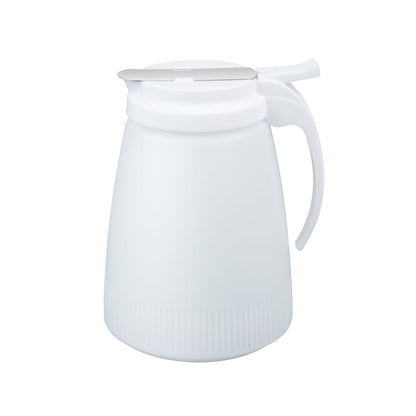 Chef 101 48 oz White Plastic All Purpose / Syrup Dispenser - 5 3/4" x 5" x 6 3/4" - 1 count box