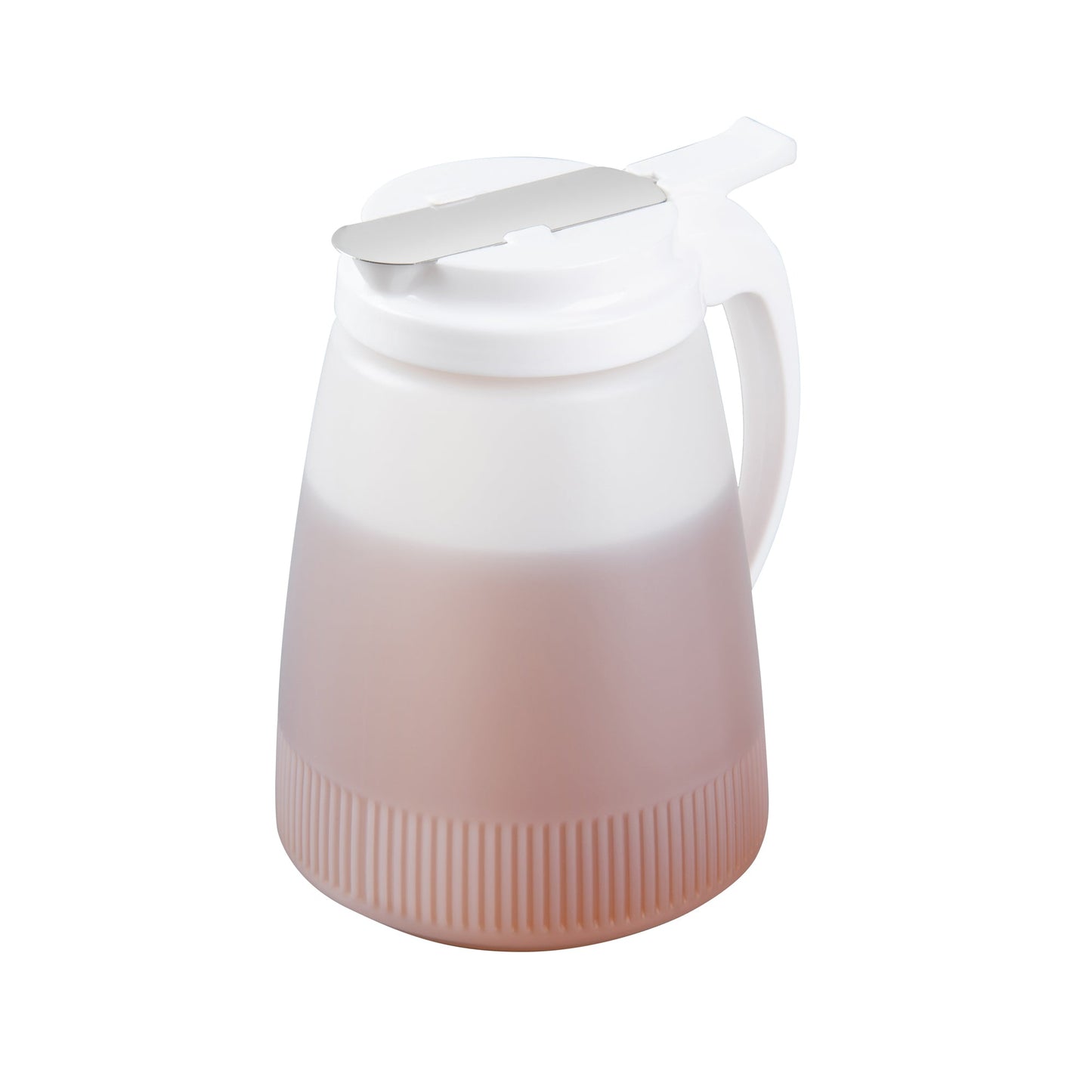 Chef 101 48 oz White Plastic All Purpose / Syrup Dispenser - 5 3/4" x 5" x 6 3/4" - 1 count box