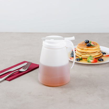 Chef 101 48 oz White Plastic All Purpose / Syrup Dispenser - 5 3/4" x 5" x 6 3/4" - 1 count box