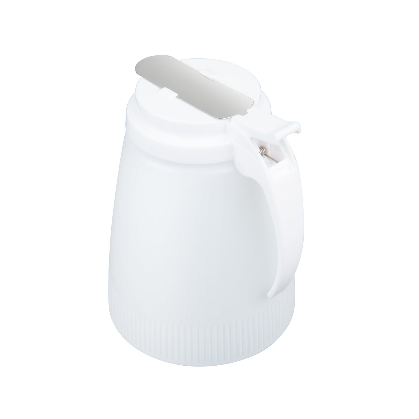 Chef 101 48 oz White Plastic All Purpose / Syrup Dispenser - 5 3/4" x 5" x 6 3/4" - 1 count box