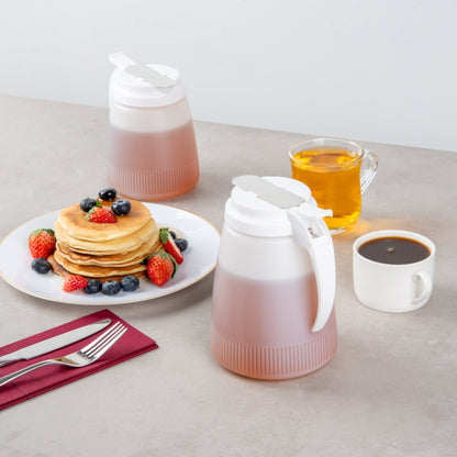 Chef 101 48 oz White Plastic All Purpose / Syrup Dispenser - 5 3/4" x 5" x 6 3/4" - 1 count box
