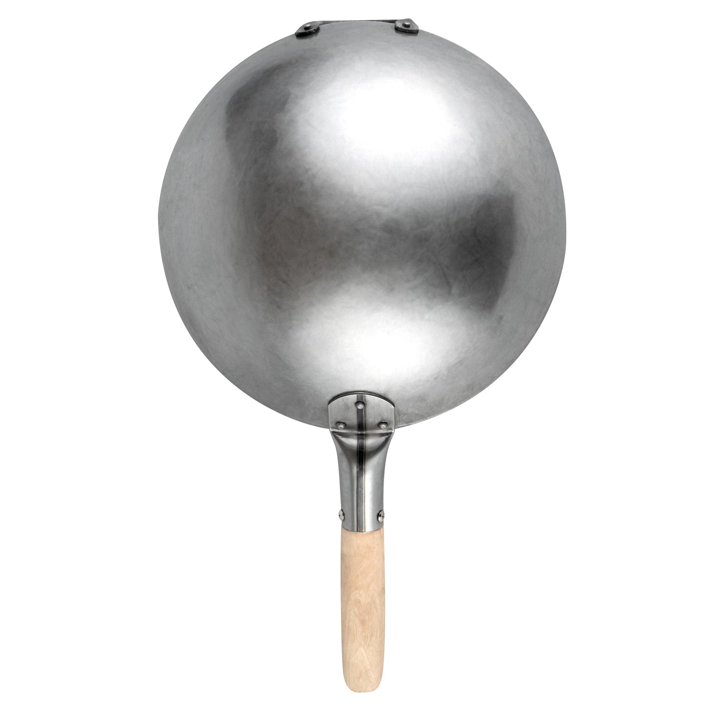 Motomori 12" Carbon Steel Round Bottom Wok / Stir Fry Pan - Hand Hammered, with Wooden Handle - 1 count box