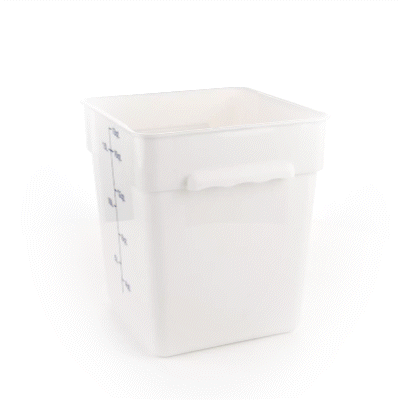 Met Lux 18 qt Square White Plastic Food Storage Container - with Blue Volume Markers - 11" x 11" x 12 1/2" - 10 count box