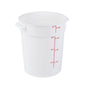 Met Lux 4 qt Round White Plastic Food Storage Container - with Red Volume Markers - 7 1/4" x 7 1/4" x 8 1/2" - 10 count box