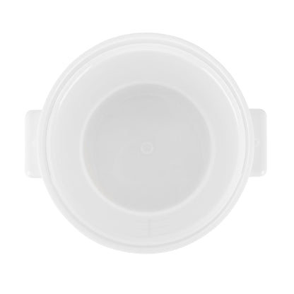 Met Lux 4 qt Round White Plastic Food Storage Container - with Red Volume Markers - 7 1/4" x 7 1/4" x 8 1/2" - 10 count box