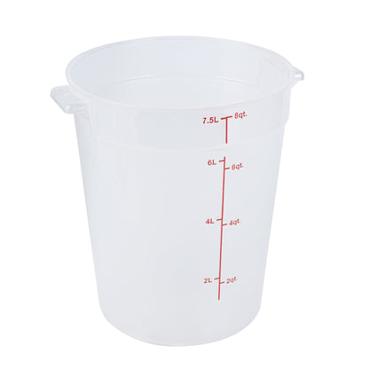 Met Lux 8 qt Round Translucent Plastic Food Storage Container - with Red Volume Markers - 8 3/4" x 8 3/4" x 10 3/4" - 1 count box