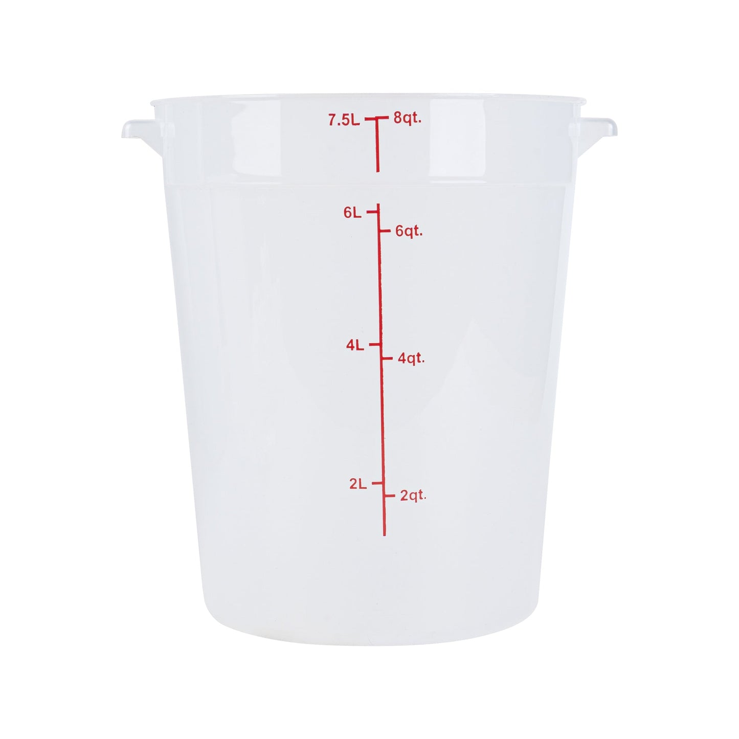 Met Lux 8 qt Round Translucent Plastic Food Storage Container - with Red Volume Markers - 8 3/4" x 8 3/4" x 10 3/4" - 1 count box