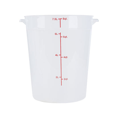 Met Lux 8 qt Round Translucent Plastic Food Storage Container - with Red Volume Markers - 8 3/4" x 8 3/4" x 10 3/4" - 1 count box
