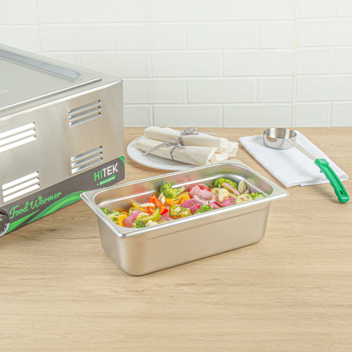 Kitchen Tek Stainless Steel 1/3 Size Steam Table Pan - 4 Inch Deep, Anti Jam, 24 Gauge - 12 count box