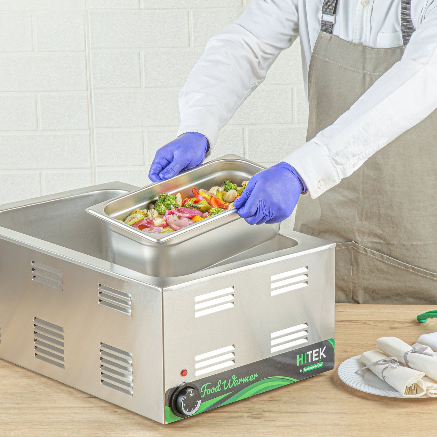 Kitchen Tek Stainless Steel 1/3 Size Steam Table Pan - 4 Inch Deep, Anti Jam, 24 Gauge - 12 count box