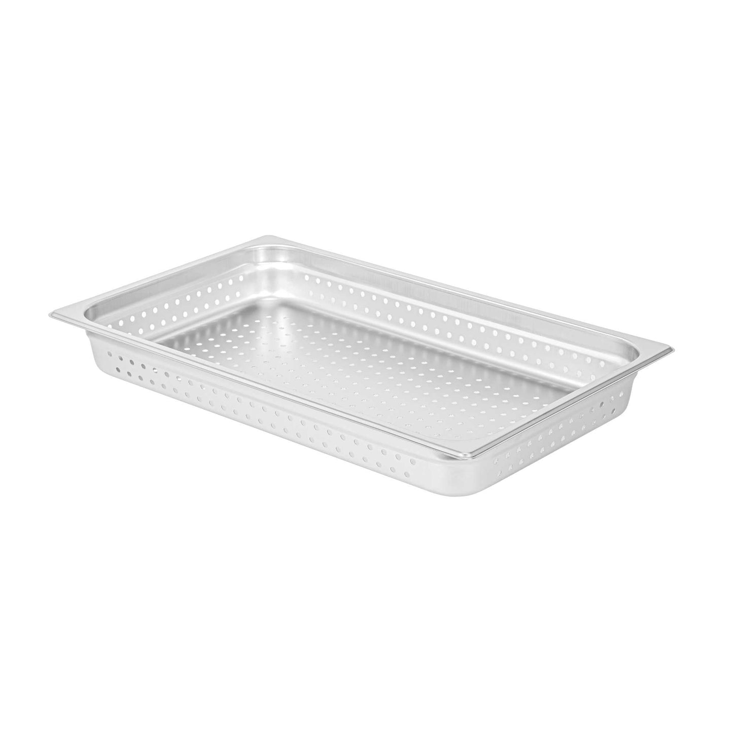 Kitchen Tek Stainless Steel Full Size Steam Table Pan - 2 1/2 Inch Deep, Perforated, Anti Jam, 24 Gauge - 1 count box