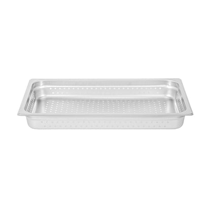 Kitchen Tek Stainless Steel Full Size Steam Table Pan - 2 1/2 Inch Deep, Perforated, Anti Jam, 24 Gauge - 1 count box