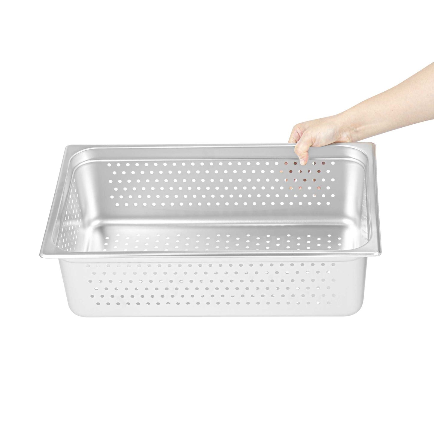 Kitchen Tek Stainless Steel Full Size Steam Table Pan - 6 Inch Deep, Perforated, Anti Jam, 24 Gauge - 1 count box