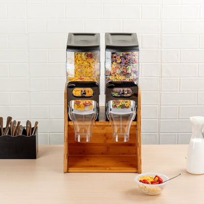 Met Lux Bamboo Cereal Dispenser Stand - Holds 2 Dispensers - 13 3/4" x 15 1/2" x 13" - 1 count box