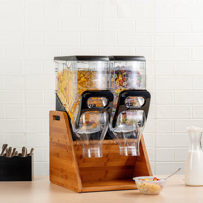 Met Lux Bamboo Cereal Dispenser Stand - Holds 2 Dispensers - 13 3/4" x 15 1/2" x 13" - 1 count box