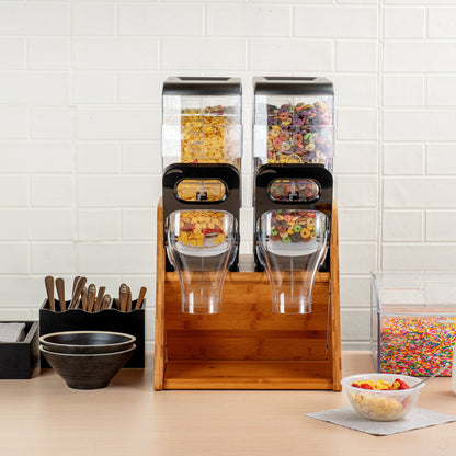 Met Lux Bamboo Cereal Dispenser Stand - Holds 2 Dispensers - 13 3/4" x 15 1/2" x 13" - 1 count box