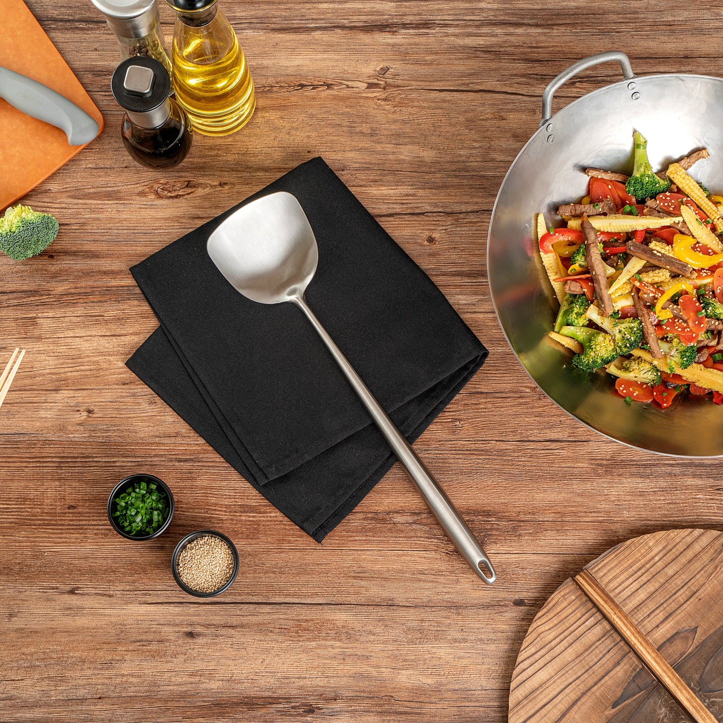 Motomori Stainless Steel Wok Spatula - 17'' - 1 count box