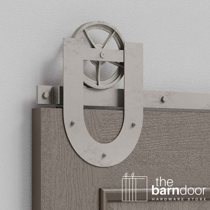 Wagon Wheel Horseshoe Heavy Duty Sliding Barn Door Hardware Kit
