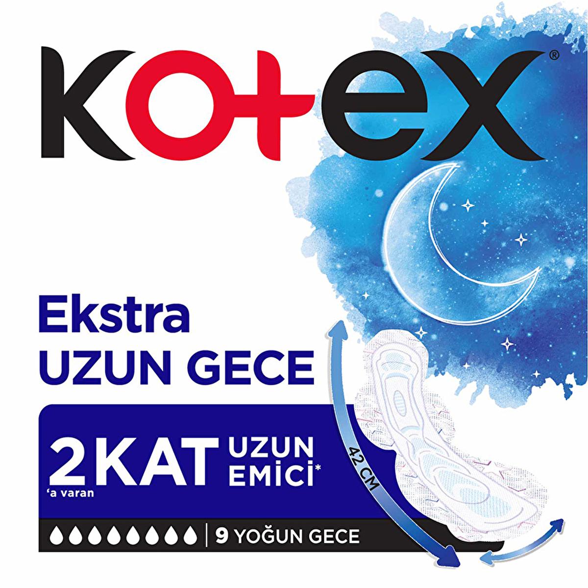 Kotex Ultra Gece Hijyenik Ped - Overnight Sanitary Pads for Women, Leakproof & Comfortable Feminine Hygiene Products