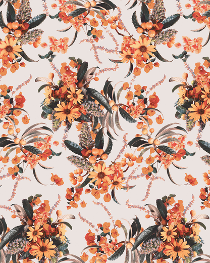 Springtime Wallpaper, off-white and orange