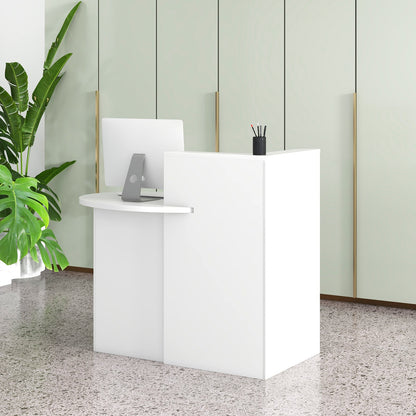 Front Reception Office Desk with Open Shelf and Lockable Drawer