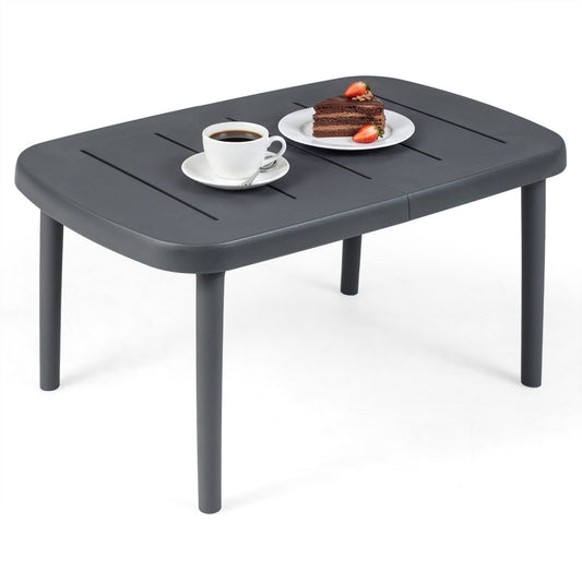 Rectangular Patio Storage Side Table with Aluminum Alloy Rods for Poolside