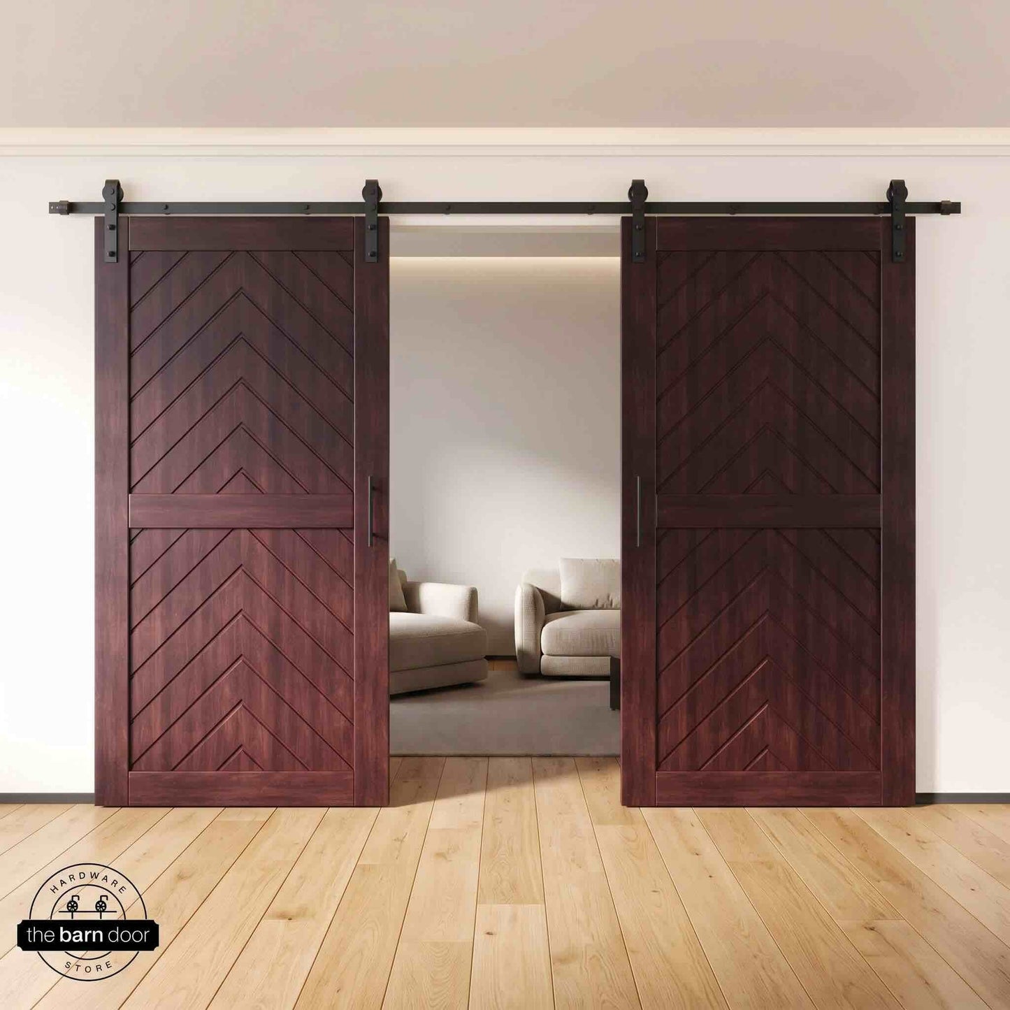 Fishbone Double Barn Door Kit | Black Hardware