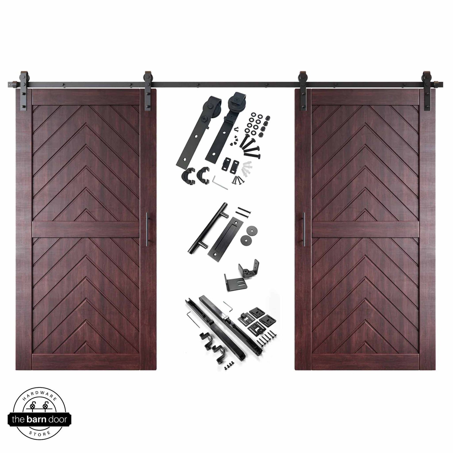 Fishbone Double Barn Door Kit | Black Hardware