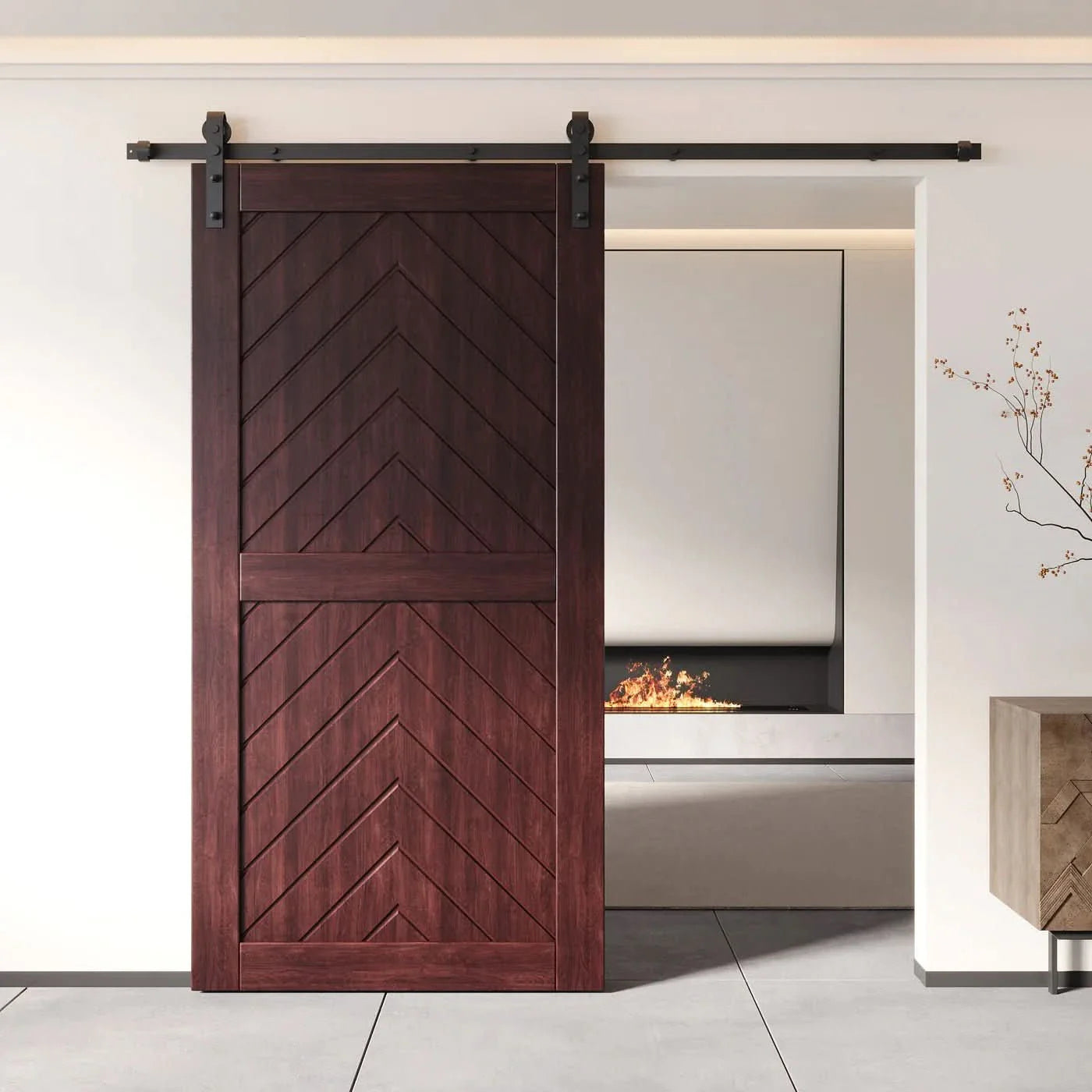 Fishbone Single Barn Door Kit | Black Hardware