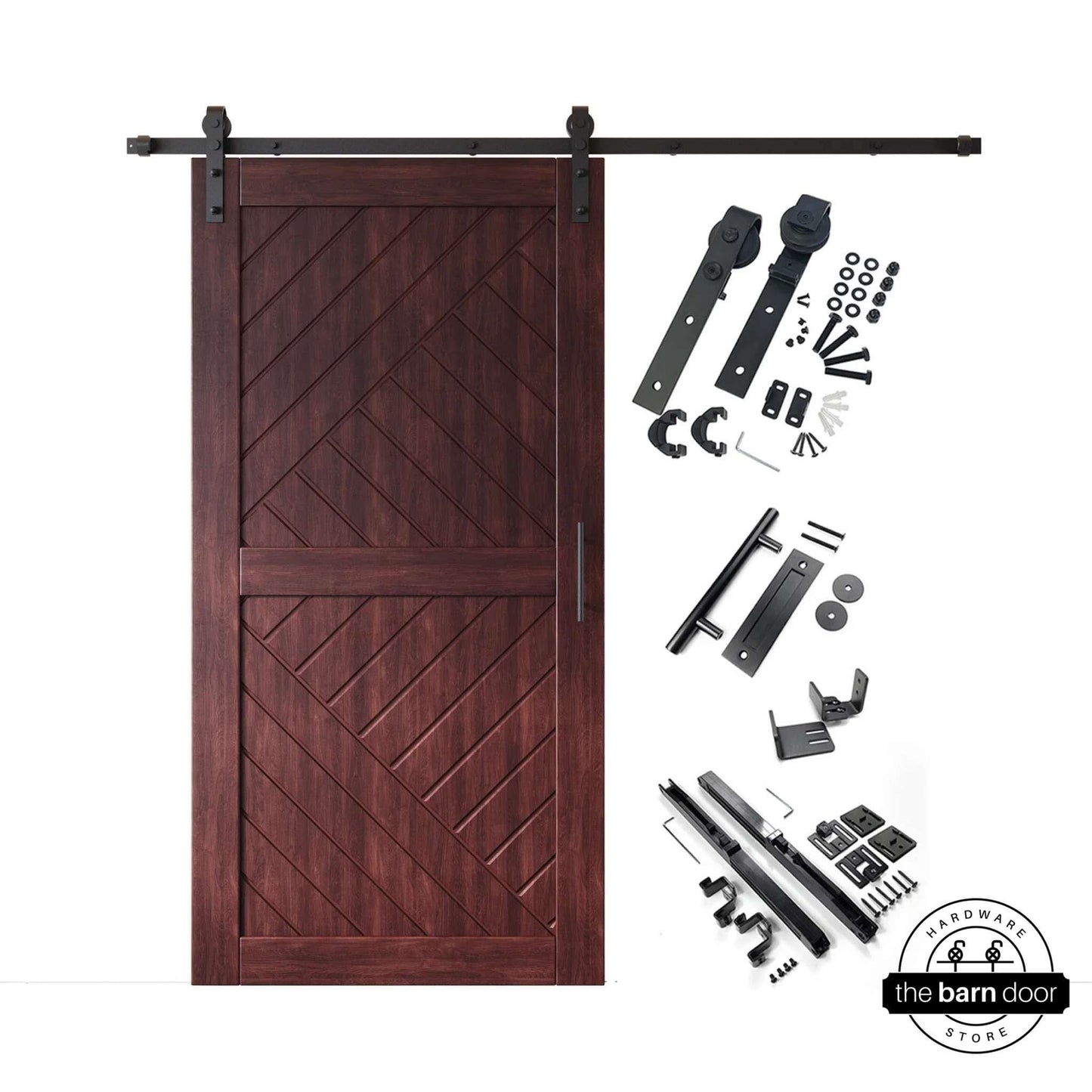 Patterned Single Door Barn Door Kit | Black Barn Door Hardware