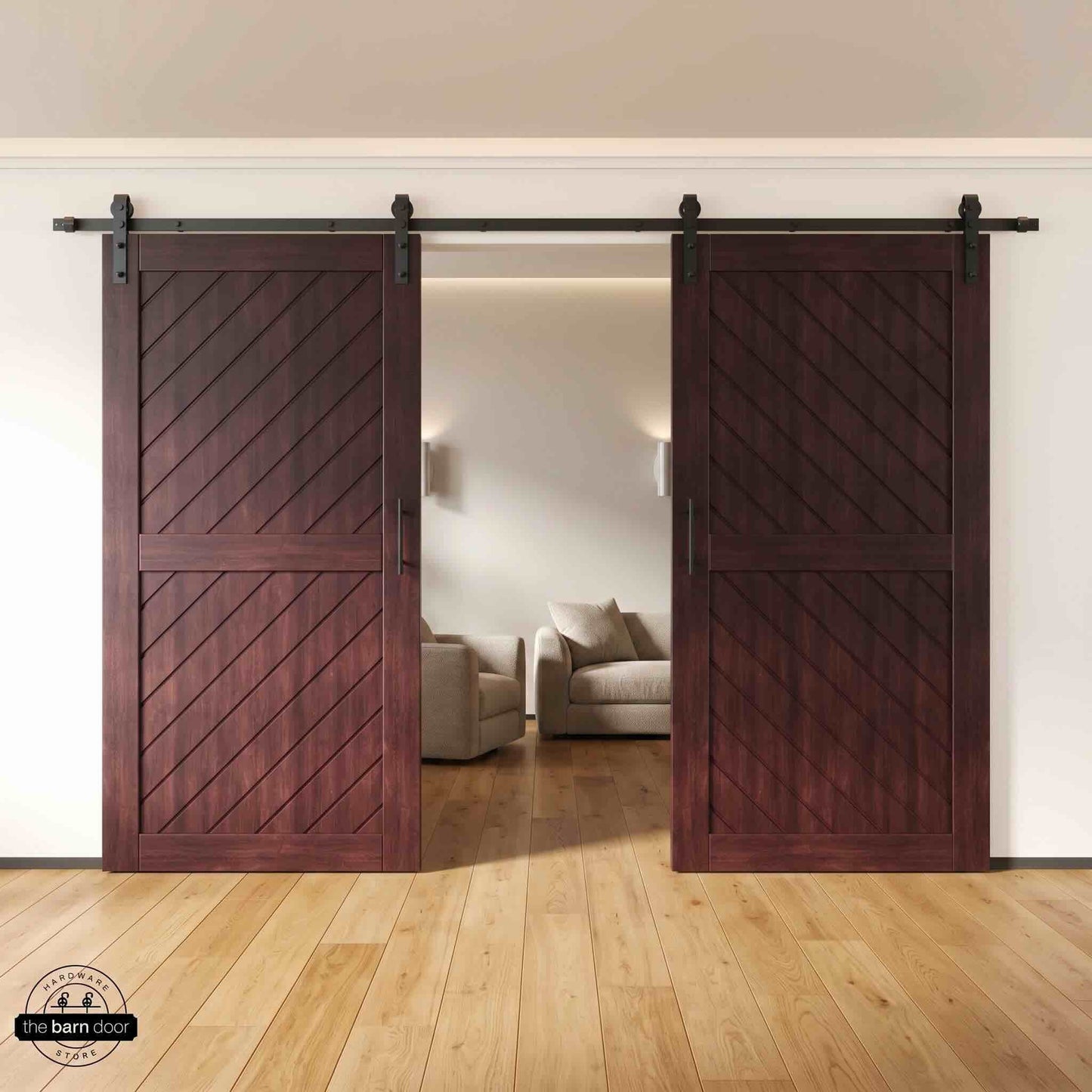 Slanted Double Barn Door Kit | Black Hardware