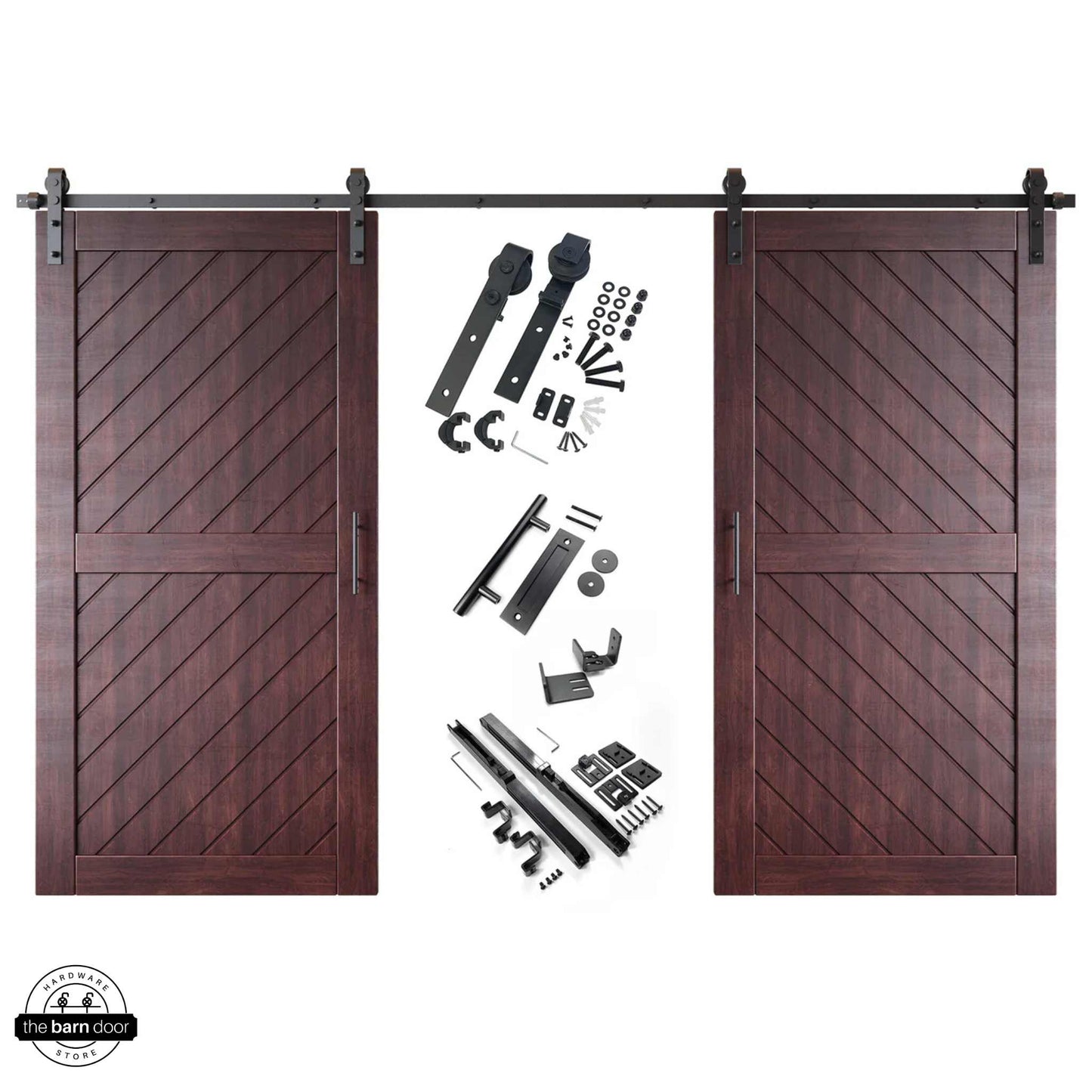 Slanted Double Barn Door Kit | Black Hardware