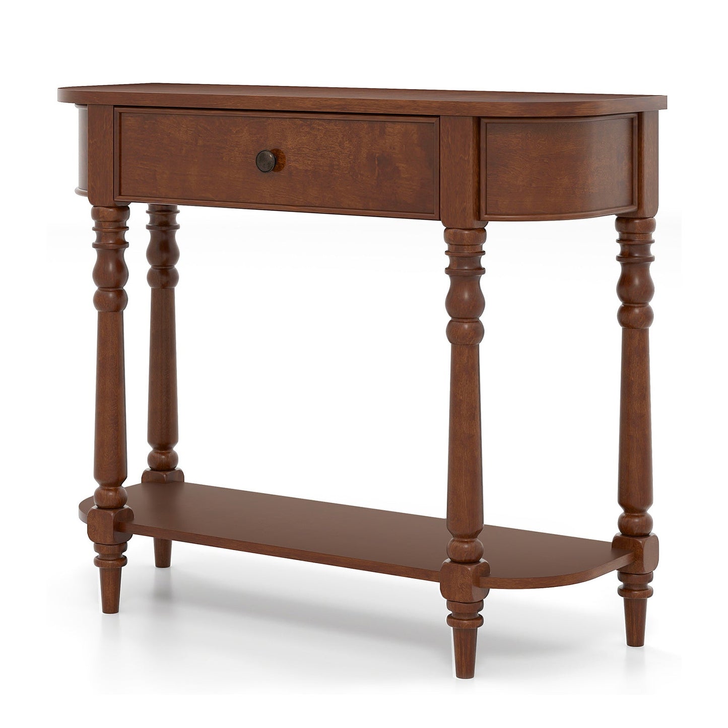 Retro Console Table 36"L Wooden 2-Tier Narrow Behind Couch Foyer Table